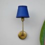 Timeless Glow gece mavisi kumaş başlıklı vintage pirinç duvar apliği dekoratif aplik modeli